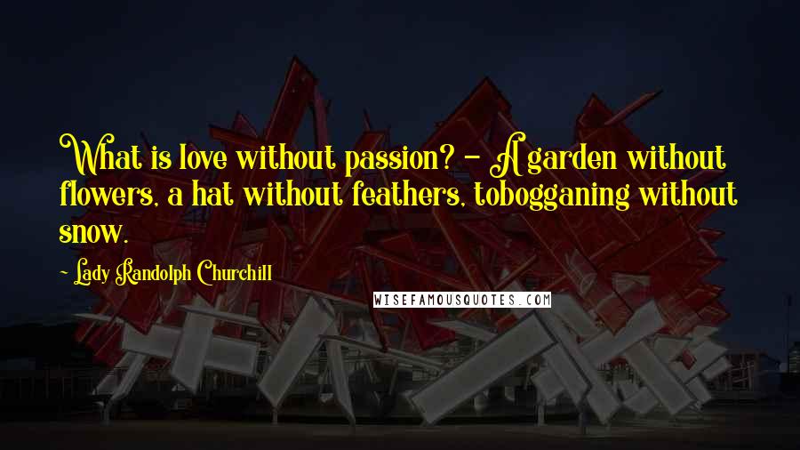 Lady Randolph Churchill quotes: What is love without passion? - A garden without flowers, a hat without feathers, tobogganing without snow.