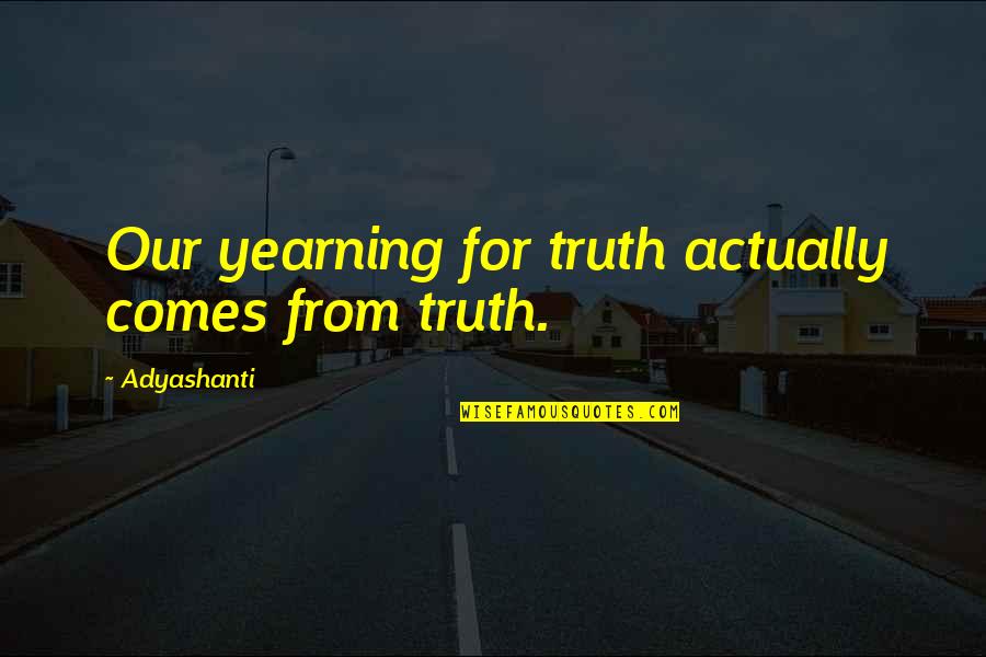 Laetoli Tracks Quotes By Adyashanti: Our yearning for truth actually comes from truth. Laetoli Tracks Quotes By Adyashanti: Our yearning for truth actually comes from truth.
