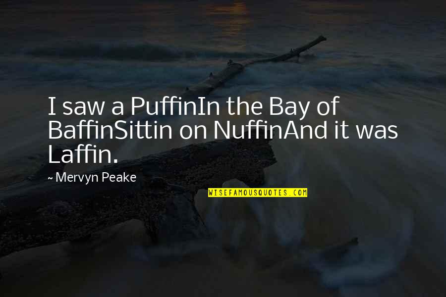 Laffin Quotes By Mervyn Peake: I saw a PuffinIn the Bay of BaffinSittin