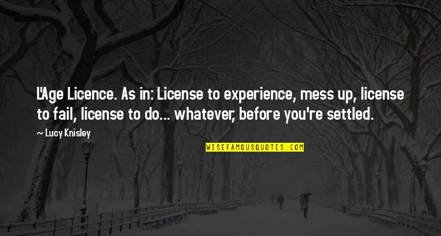 L'age Quotes By Lucy Knisley: L'Age Licence. As in: License to experience, mess