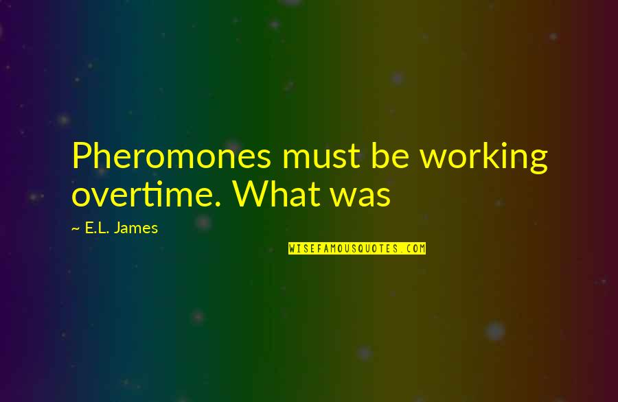 Lagence Chamberlain Quotes By E.L. James: Pheromones must be working overtime. What was Lagence Chamberlain Quotes By E.L. James: Pheromones must be working overtime. What was