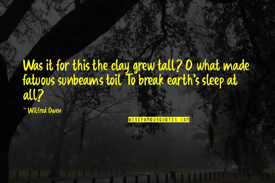 Laham Jewelry Quotes By Wilfred Owen: Was it for this the clay grew tall?