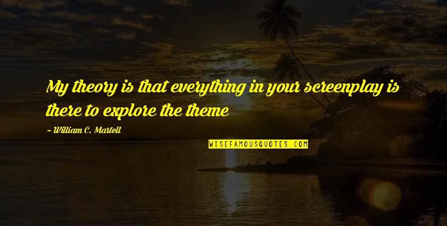 Lahan Adalah Quotes By William C. Martell: My theory is that everything in your screenplay Lahan Adalah Quotes By William C. Martell: My theory is that everything in your screenplay