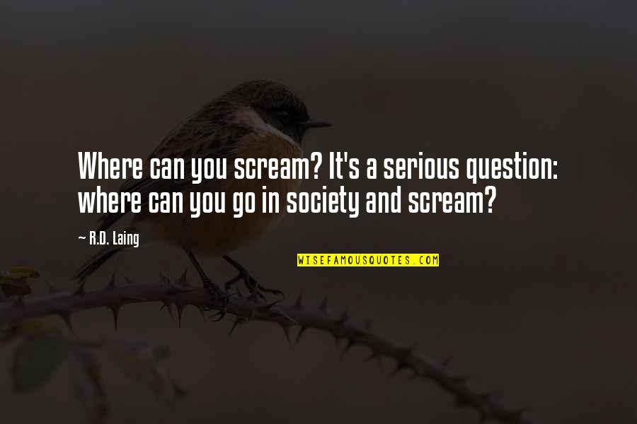 Laing Quotes By R.D. Laing: Where can you scream? It's a serious question: