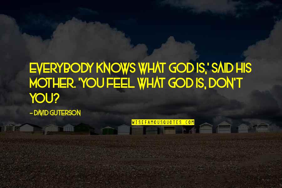 Lakes And Beach Quotes By David Guterson: Everybody knows what God is,' said his mother.