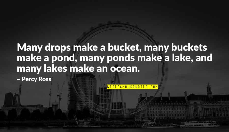 Lakes And Ponds Quotes By Percy Ross: Many drops make a bucket, many buckets make