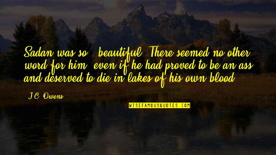 Lakes Of Quotes By J.C. Owens: Sadan was so...beautiful. There seemed no other word
