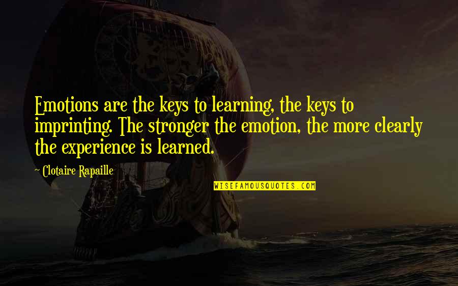 Lakhiani Meditation Quotes By Clotaire Rapaille: Emotions are the keys to learning, the keys