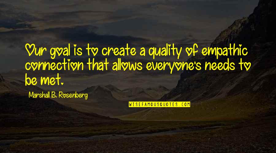 Lakimdeon Quotes By Marshall B. Rosenberg: Our goal is to create a quality of