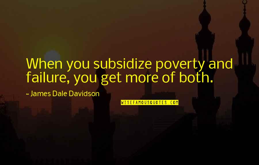 Lakota Sioux Quotes By James Dale Davidson: When you subsidize poverty and failure, you get