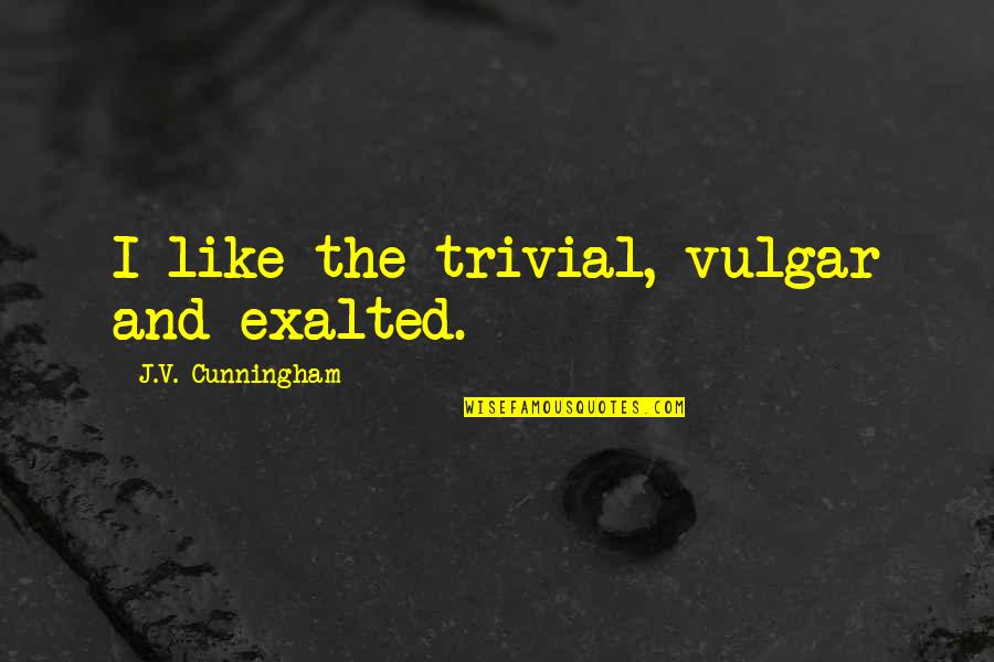 Laks Quotes By J.V. Cunningham: I like the trivial, vulgar and exalted.