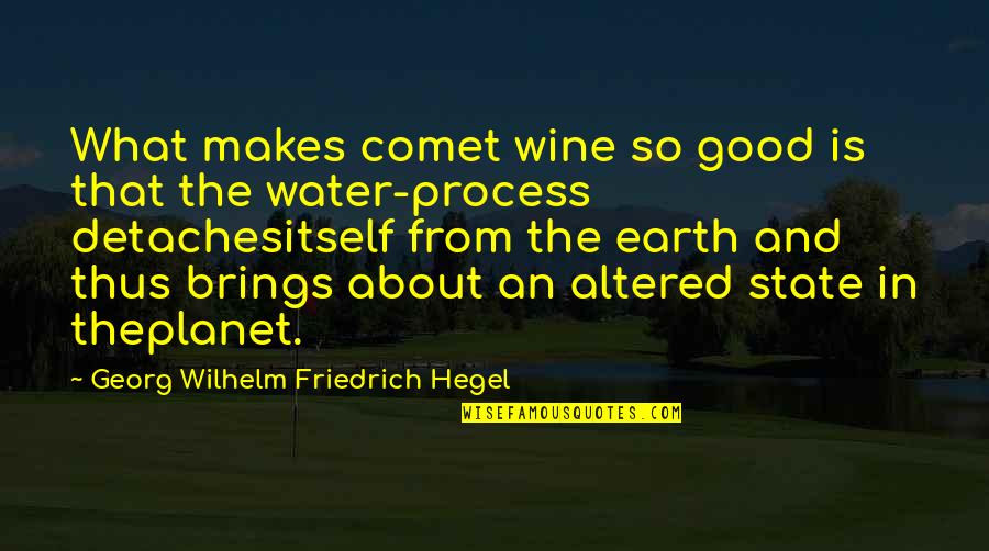 Lakshman Kadirgamar Quotes By Georg Wilhelm Friedrich Hegel: What makes comet wine so good is that