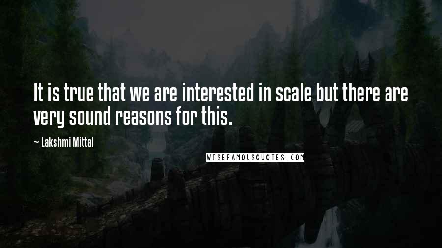 Lakshmi Mittal quotes: It is true that we are interested in scale but there are very sound reasons for this.
