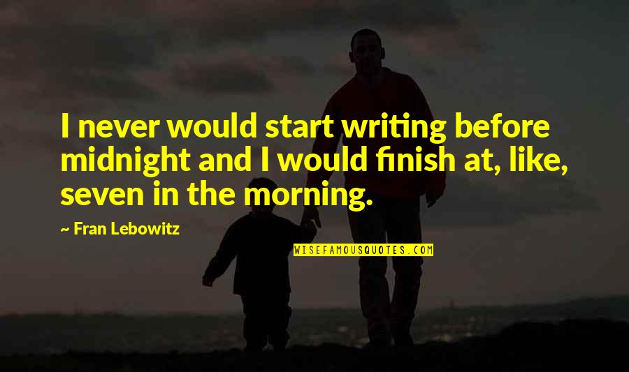 Lakshya Motivational Quotes By Fran Lebowitz: I never would start writing before midnight and