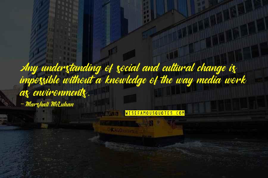 Lakshya Motivational Quotes By Marshall McLuhan: Any understanding of social and cultural change is