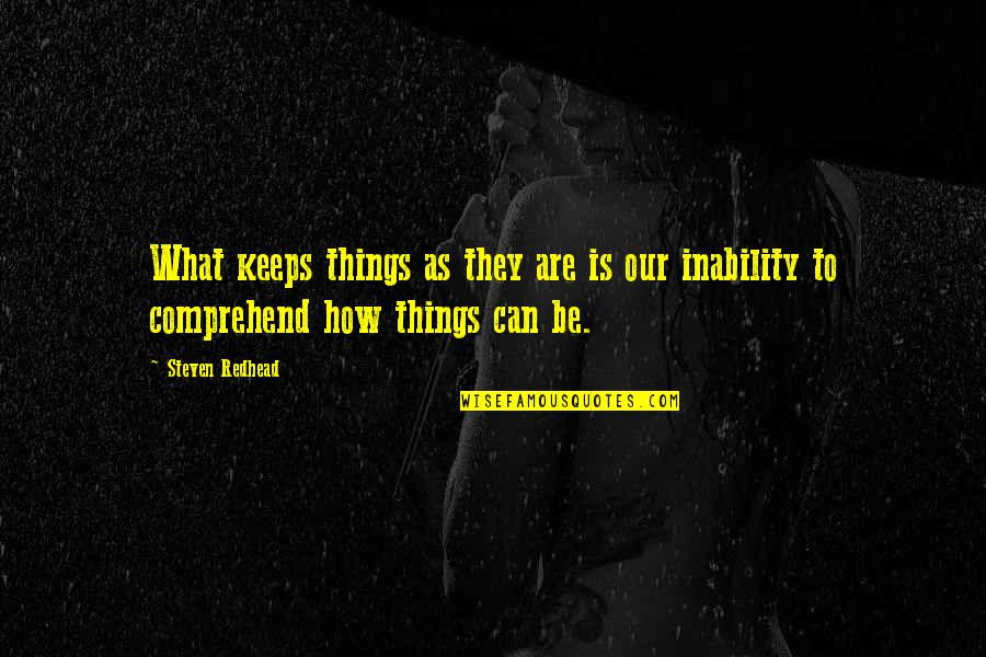 Lal Rang Quotes By Steven Redhead: What keeps things as they are is our