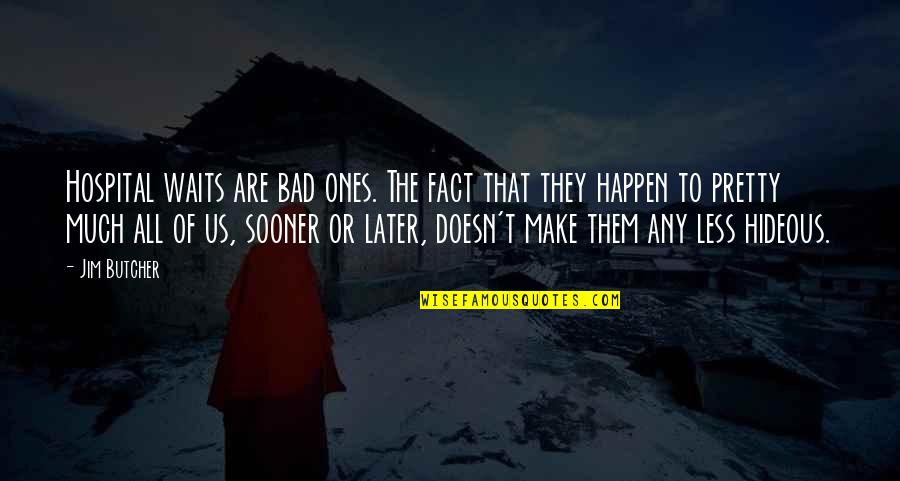 Lamb Cutlet Quotes By Jim Butcher: Hospital waits are bad ones. The fact that