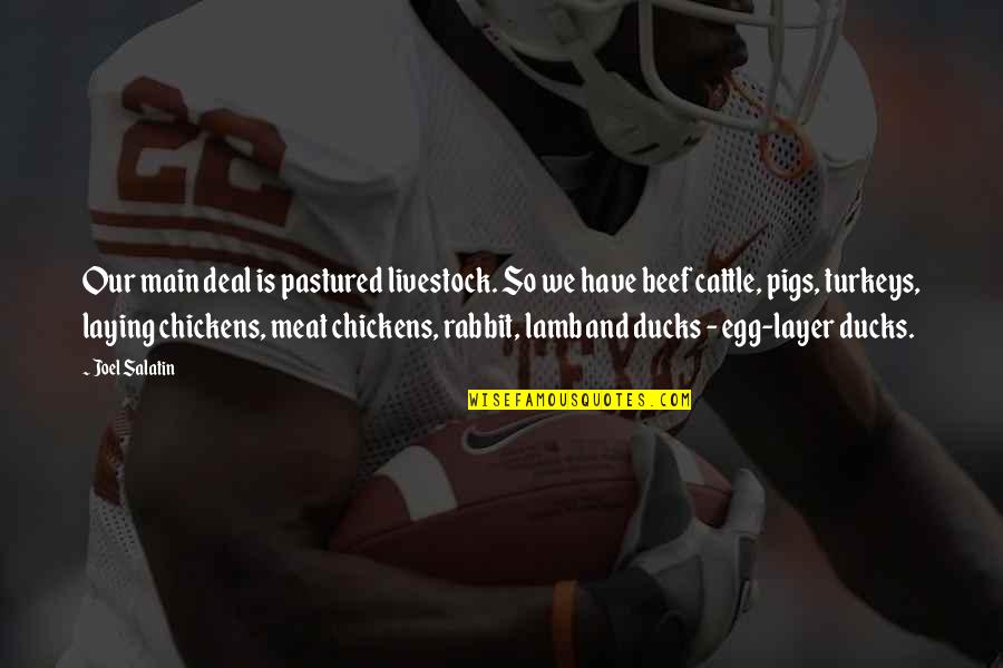 Lamb Meat Quotes By Joel Salatin: Our main deal is pastured livestock. So we