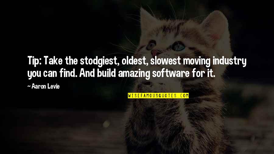 Lambrettas Quotes By Aaron Levie: Tip: Take the stodgiest, oldest, slowest moving industry