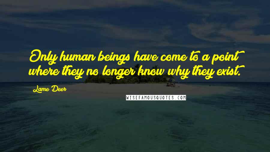 Lame Deer quotes: Only human beings have come to a point where they no longer know why they exist.