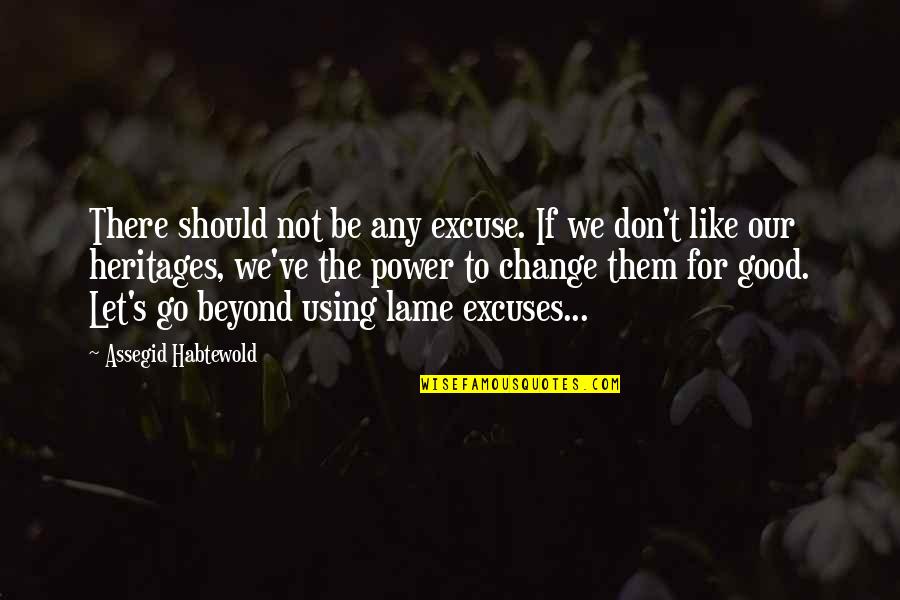 Lame Quotes By Assegid Habtewold: There should not be any excuse. If we