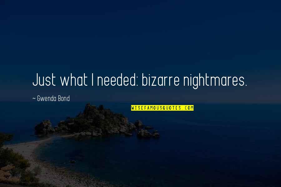 Lamendola Weekly Ads Quotes By Gwenda Bond: Just what I needed: bizarre nightmares.