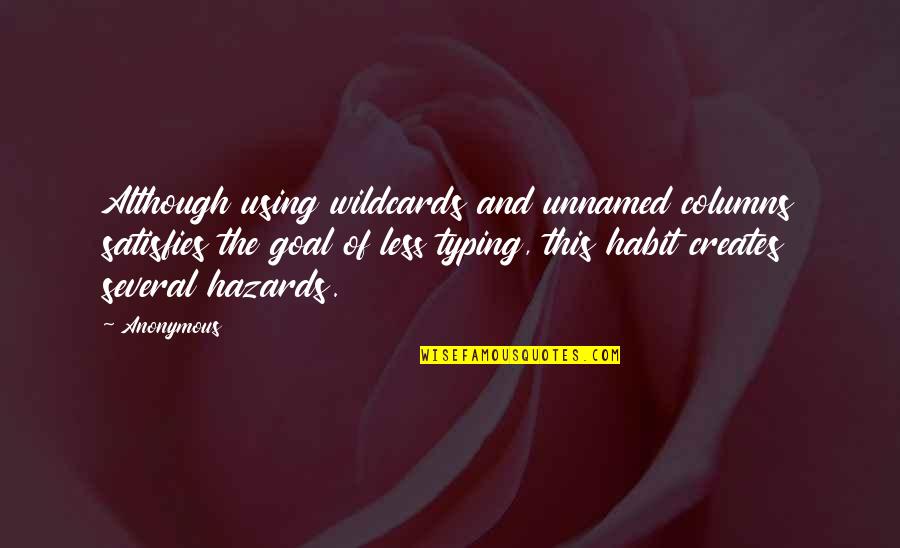 Lamia John Keats Quotes By Anonymous: Although using wildcards and unnamed columns satisfies the