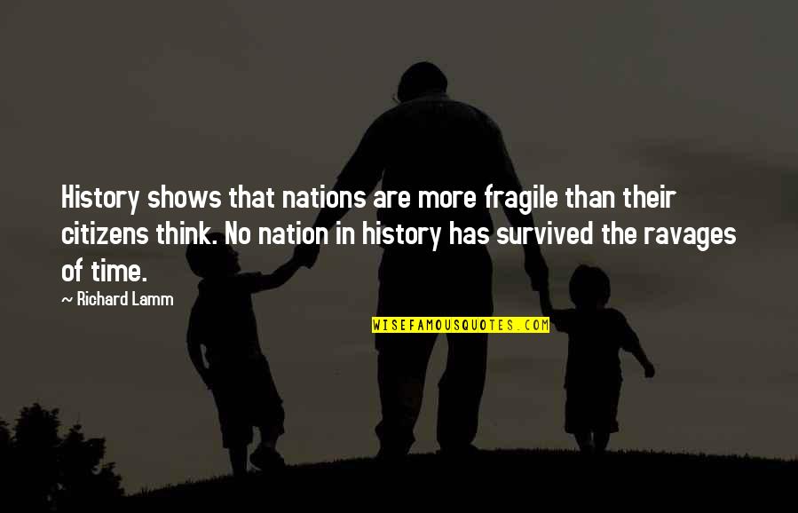 Lamm's Quotes By Richard Lamm: History shows that nations are more fragile than