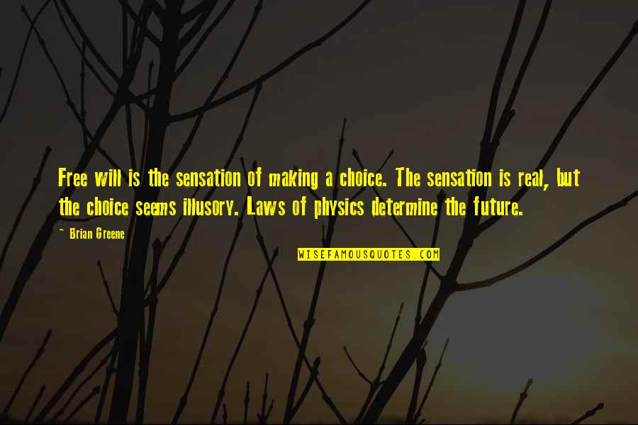 Lamone France Quotes By Brian Greene: Free will is the sensation of making a
