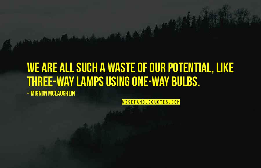 Lamps Plus Quotes By Mignon McLaughlin: We are all such a waste of our