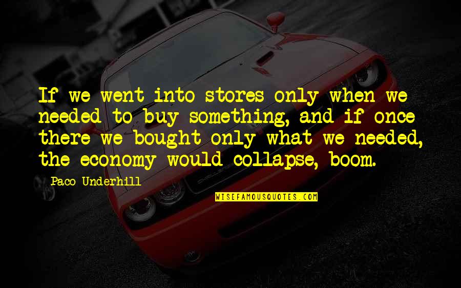 Lancardo Quotes By Paco Underhill: If we went into stores only when we