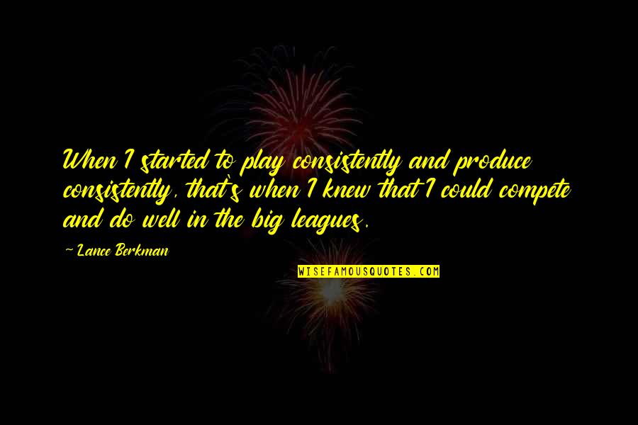 Lance's Quotes By Lance Berkman: When I started to play consistently and produce