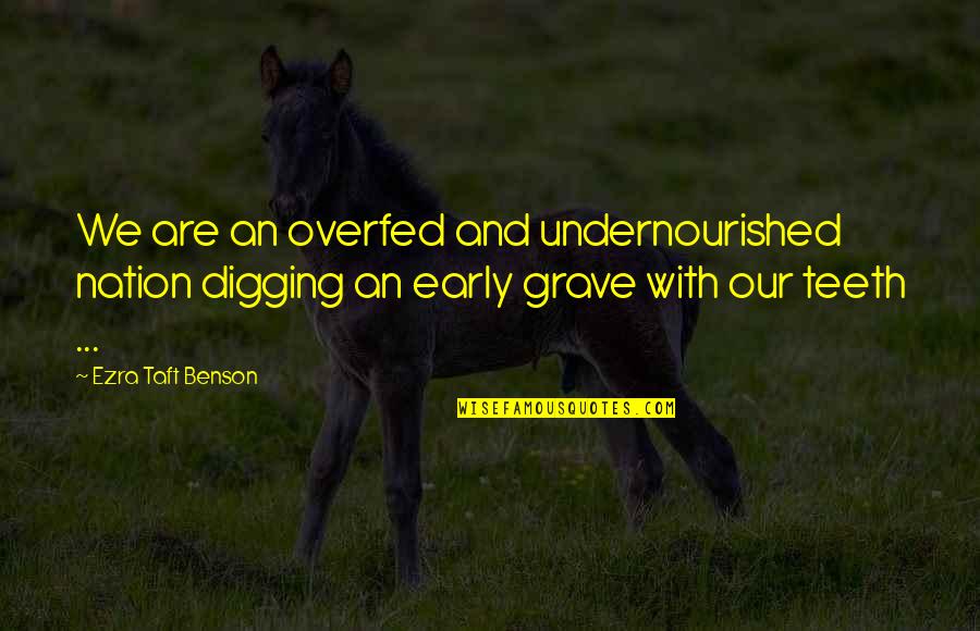 Laneah Quotes By Ezra Taft Benson: We are an overfed and undernourished nation digging