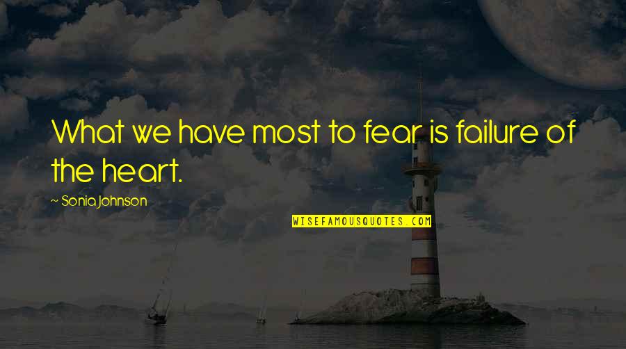 Lanetta Kimmons Quotes By Sonia Johnson: What we have most to fear is failure Lanetta Kimmons Quotes By Sonia Johnson: What we have most to fear is failure