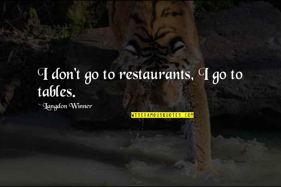 Langdon Quotes By Langdon Winner: I don't go to restaurants, I go to
