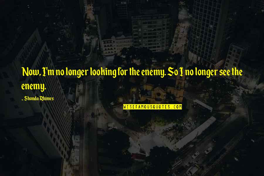 Langenburg Evangelical Fellowship Quotes By Shonda Rhimes: Now, I'm no longer looking for the enemy.