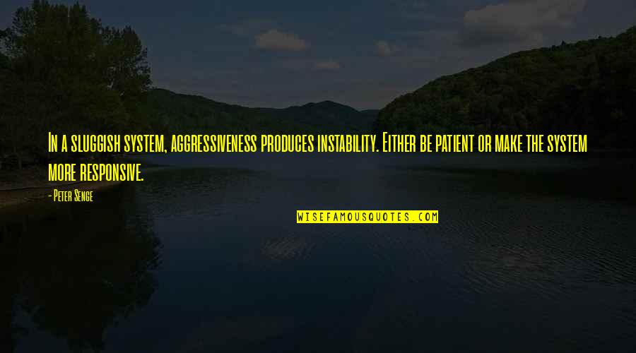 Langerhans Cells Quotes By Peter Senge: In a sluggish system, aggressiveness produces instability. Either