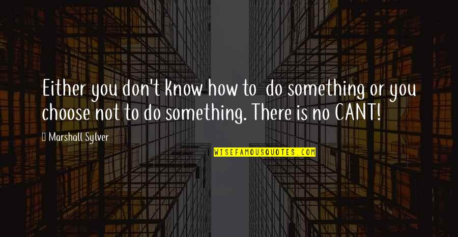 Langlie Company Quotes By Marshall Sylver: Either you don't know how to do something