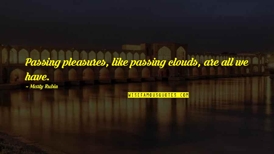 Language And Literacy Quotes By Marty Rubin: Passing pleasures, like passing clouds, are all we