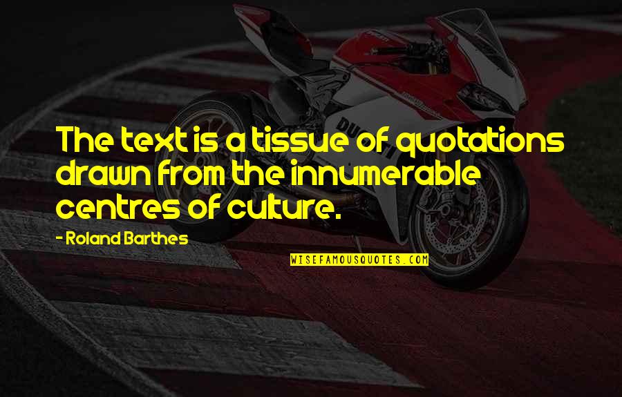 Language And Literature Quotes By Roland Barthes: The text is a tissue of quotations drawn