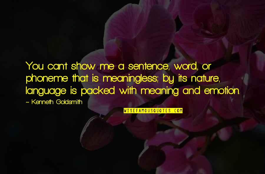 Language And Meaning Quotes By Kenneth Goldsmith: You can't show me a sentence, word, or