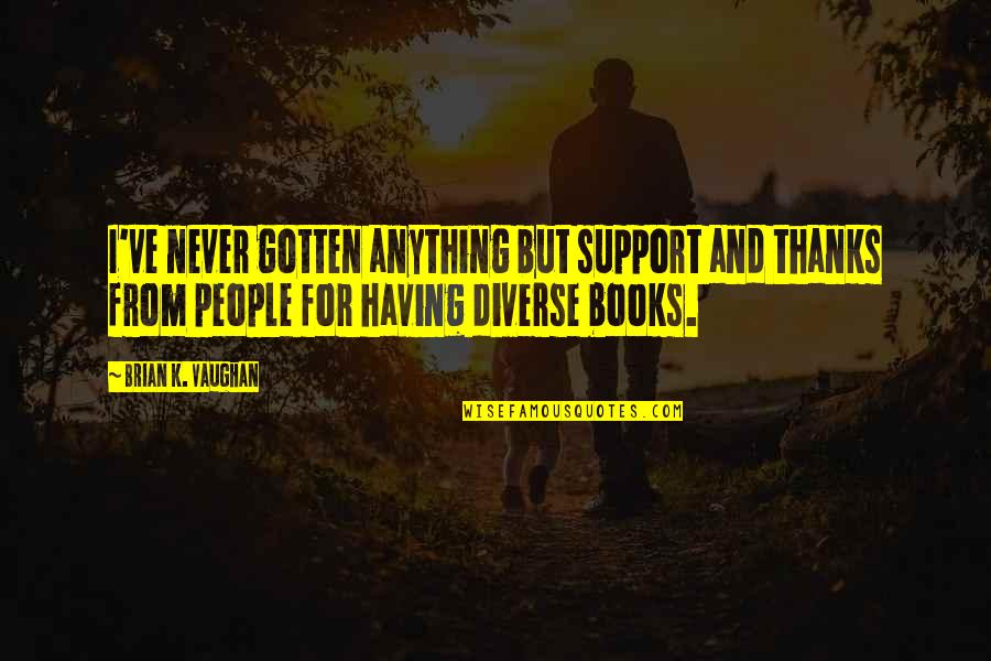 Languille Poisson Quotes By Brian K. Vaughan: I've never gotten anything but support and thanks Languille Poisson Quotes By Brian K. Vaughan: I've never gotten anything but support and thanks
