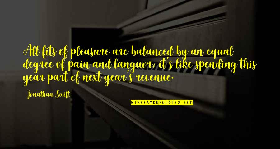 Languor Quotes By Jonathan Swift: All fits of pleasure are balanced by an
