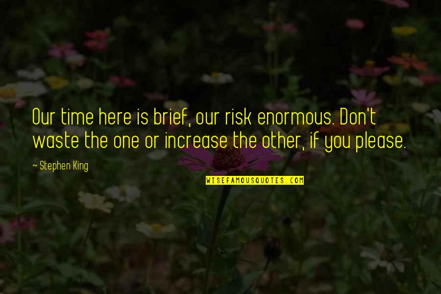Languor Quotes By Stephen King: Our time here is brief, our risk enormous.