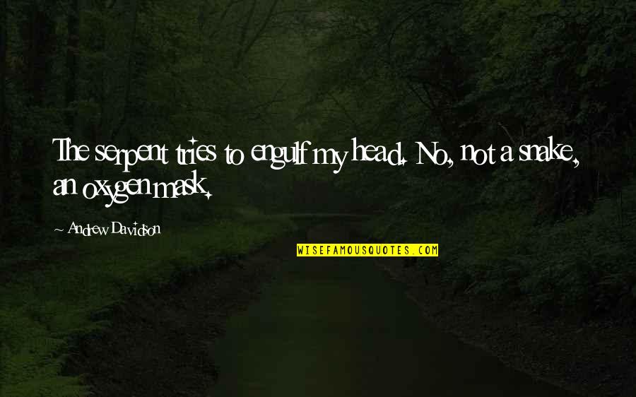 Lannan Mazda Quotes By Andrew Davidson: The serpent tries to engulf my head. No, Lannan Mazda Quotes By Andrew Davidson: The serpent tries to engulf my head. No,