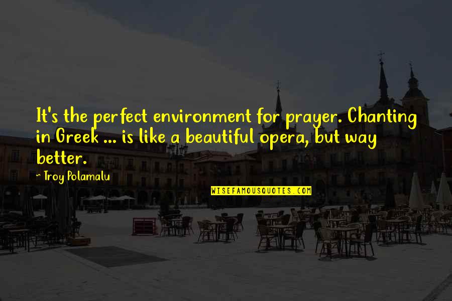 Lantica Software Quotes By Troy Polamalu: It's the perfect environment for prayer. Chanting in Lantica Software Quotes By Troy Polamalu: It's the perfect environment for prayer. Chanting in