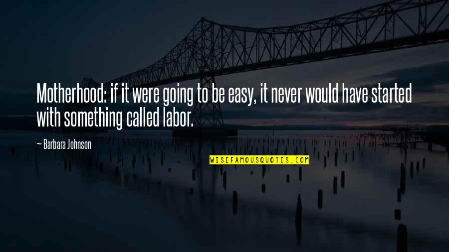 Lantirn Quotes By Barbara Johnson: Motherhood: if it were going to be easy,