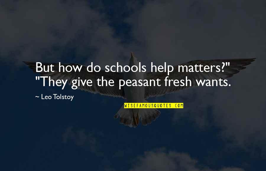 Lanzis On The Lake Mayfield Quotes By Leo Tolstoy: But how do schools help matters?" "They give