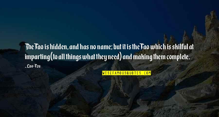 Lao Tao Quotes By Lao-Tzu: The Tao is hidden, and has no name;
