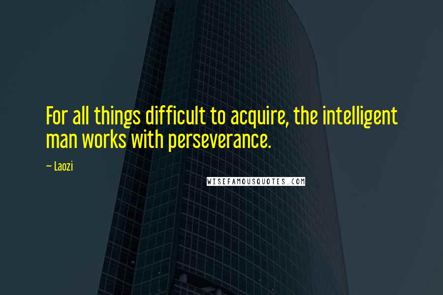 Laozi quotes: For all things difficult to acquire, the intelligent man works with perseverance.